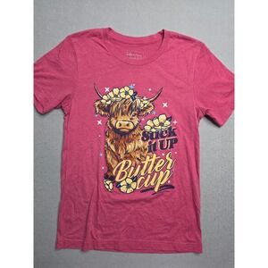 Lulu Mac T-Shirt Women's Small Pink Graphic Short Sleeve Crew Neck Streetwear